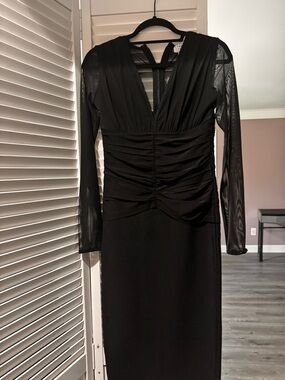 chinese dress ladies Pre-owned Herve Leger Long-Sleeve Beaded & Leather Bandage Dress –  Sabrina's Closet main image 1